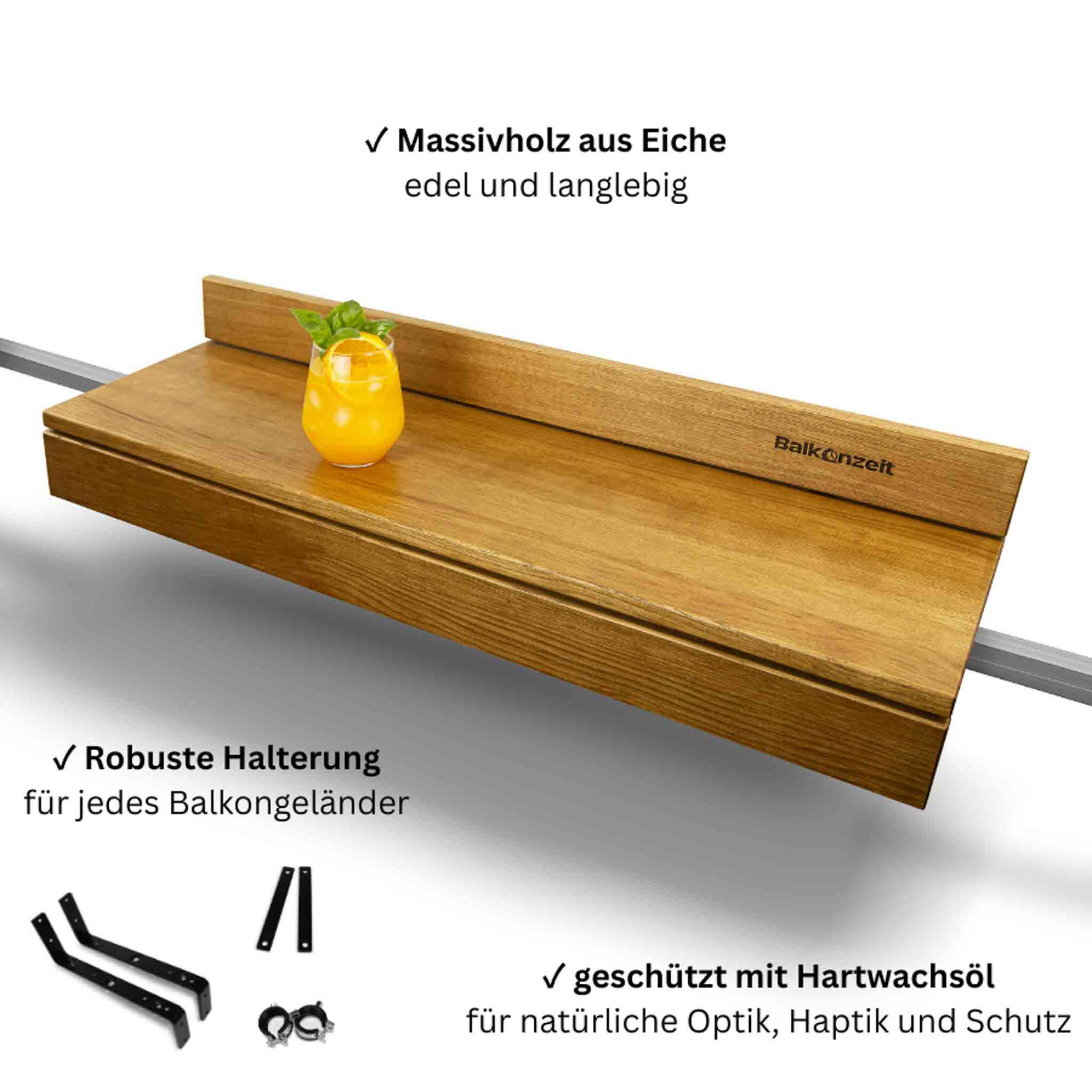 Balkonzeit Bar aus Massivholz 2er Set (inkl. Zubehör)