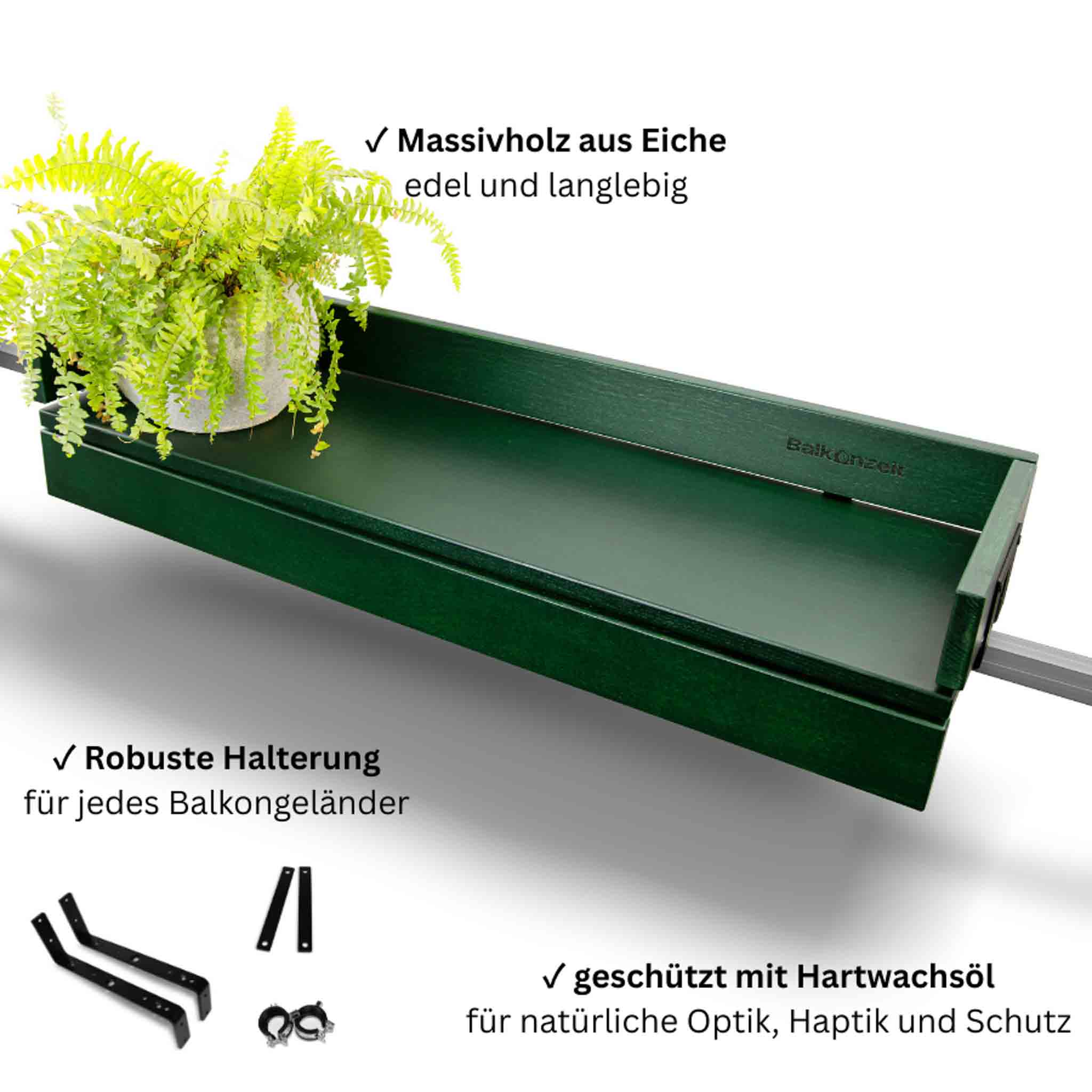 Balkonzeit Bar aus Massiveiche 2er Set (inkl. Zubehör)