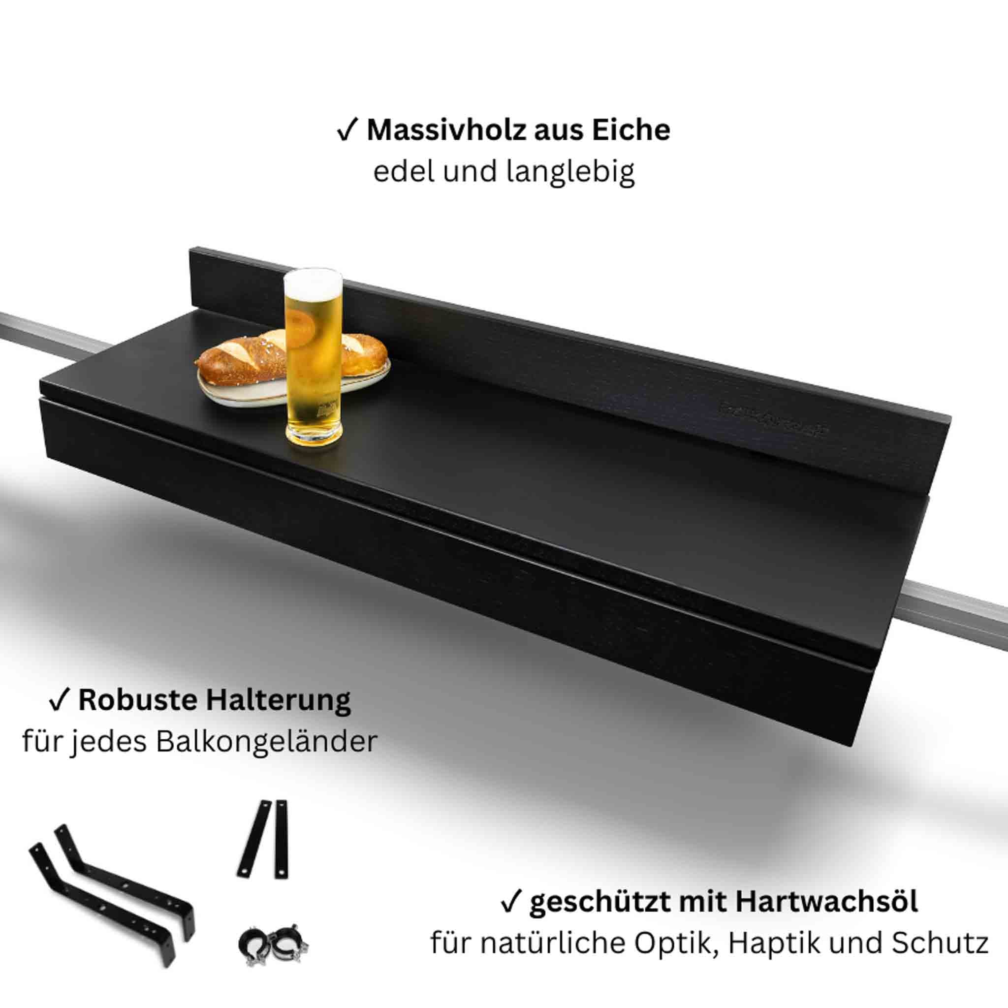 Balkonzeit Bar aus Massivholz 3er Set (inkl. Zubehör)