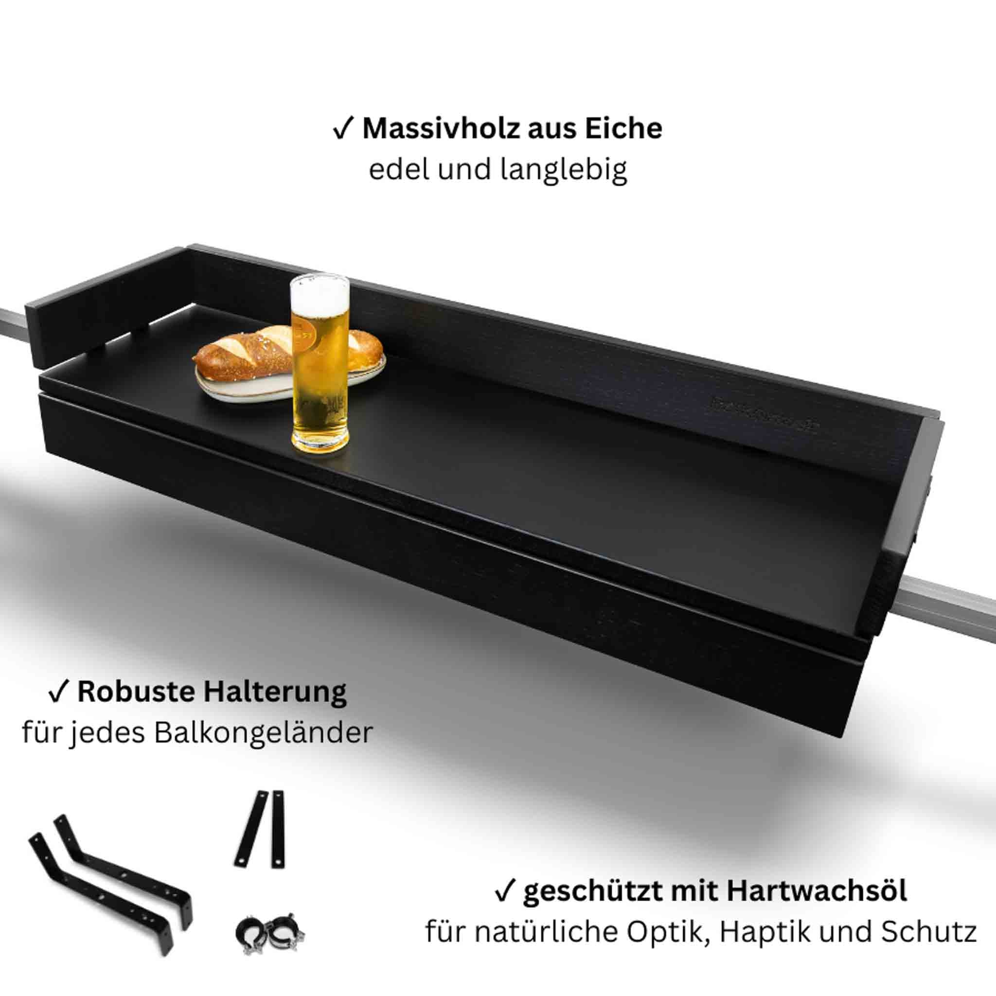 Balkonzeit Bar aus Massiveiche 2er Set (inkl. Zubehör)