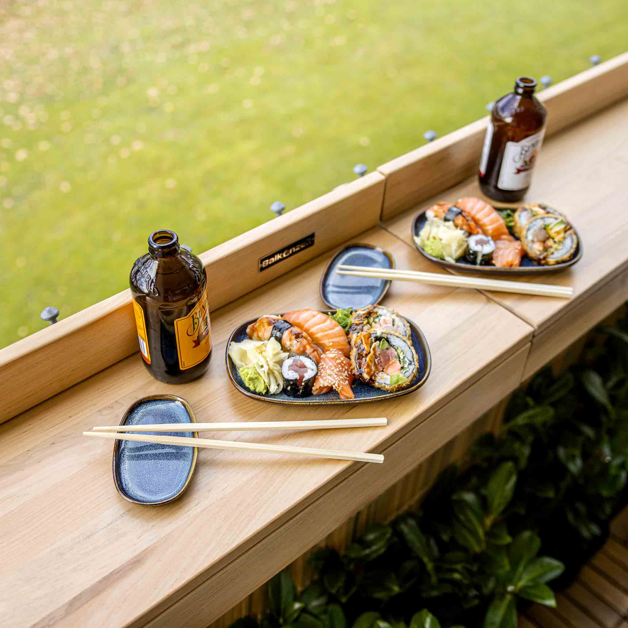 Balkonzeit Bar aus Massivholz 2er Set (inkl. Zubehör)