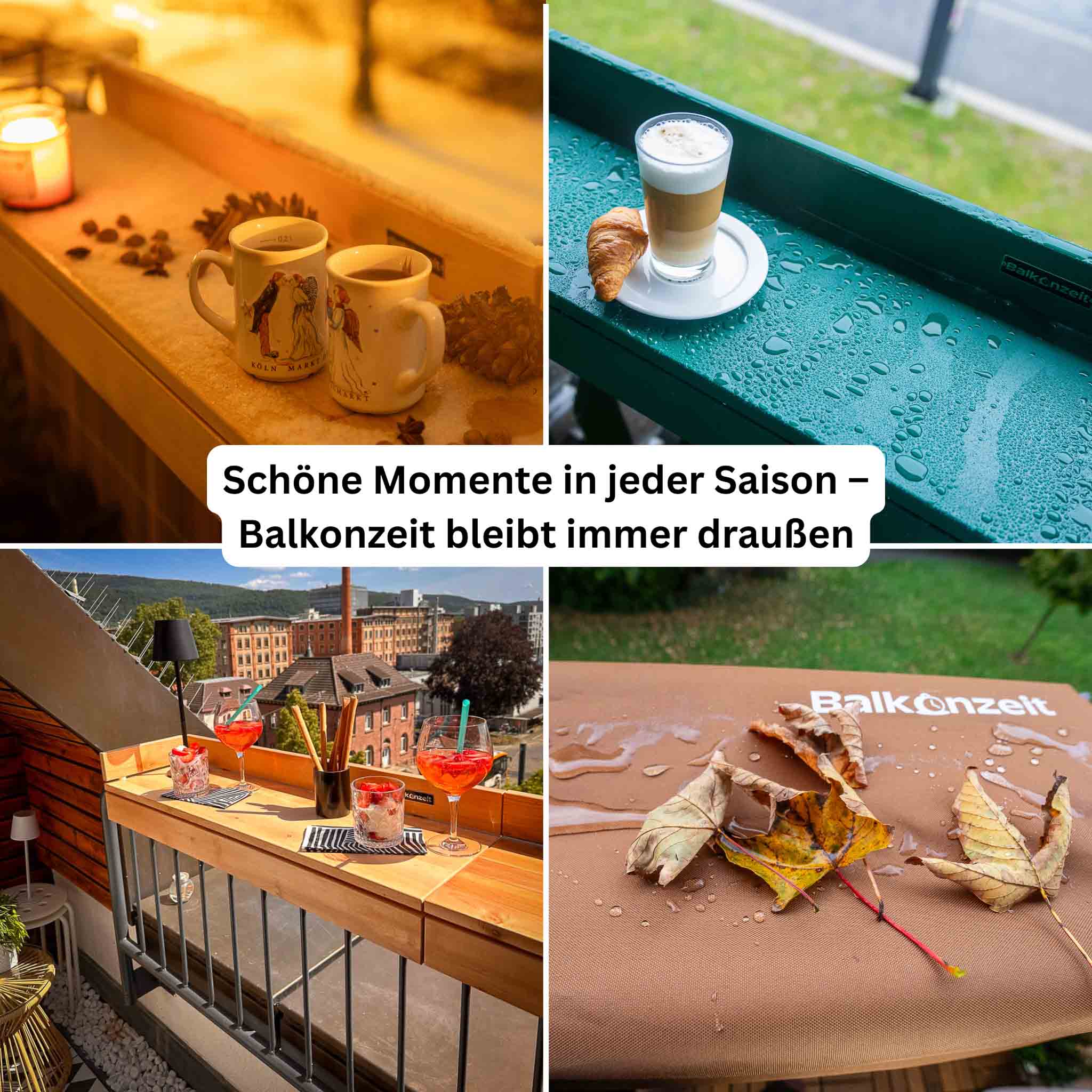 Balkonzeit Bar aus Massivholz 2er Set (inkl. Zubehör)