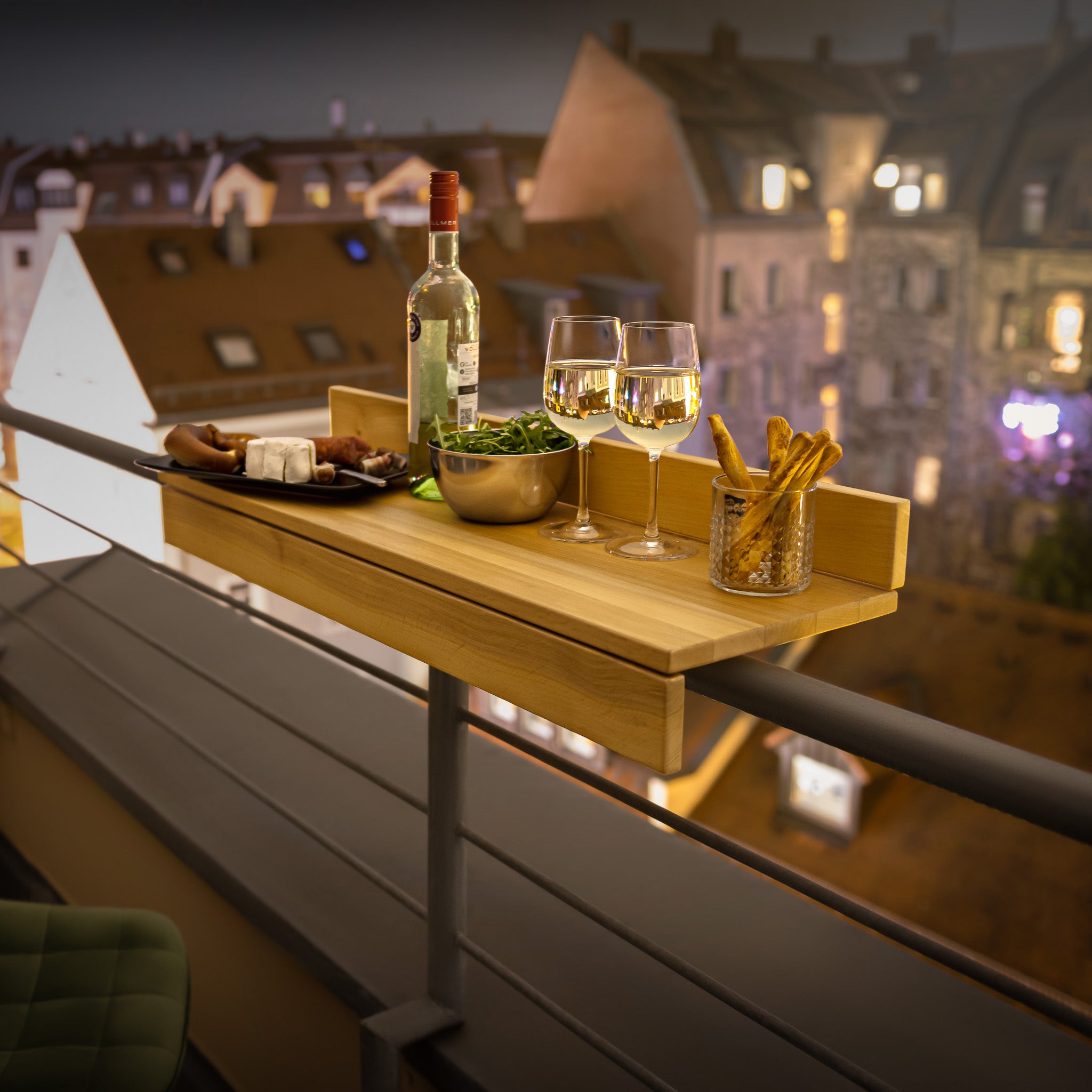 Balkonzeit Bar aus Massivholz 2er Set (inkl. Zubehör)