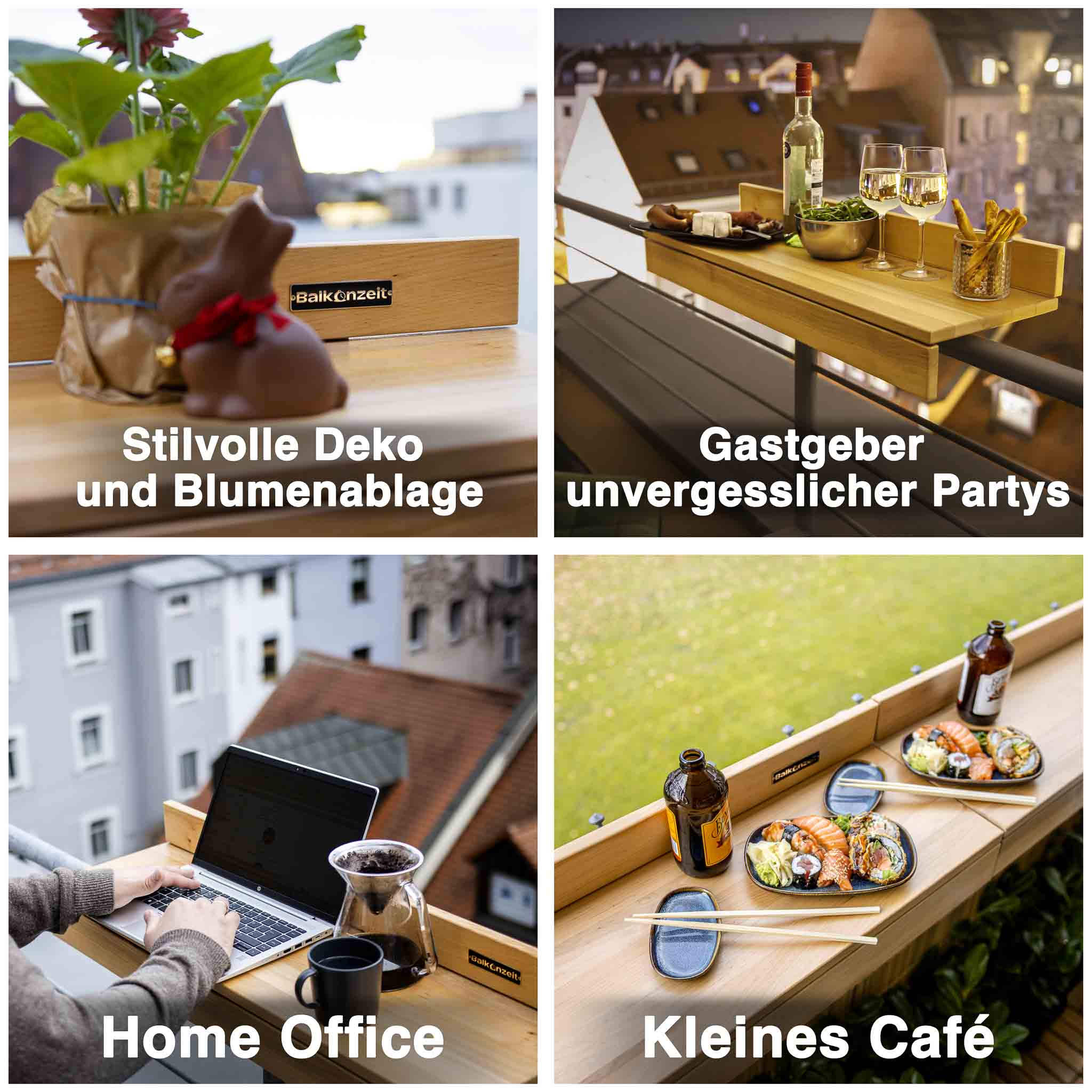 Balkonzeit Bar aus Massivholz 2er Set (inkl. Zubehör)