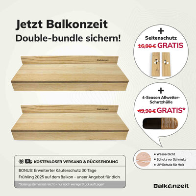 Balkonzeit Bar aus Massivholz 2er Set (inkl. Zubehör)