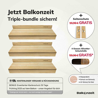 Balkonzeit Bar aus Massivholz 3er Set (inkl. Zubehör)