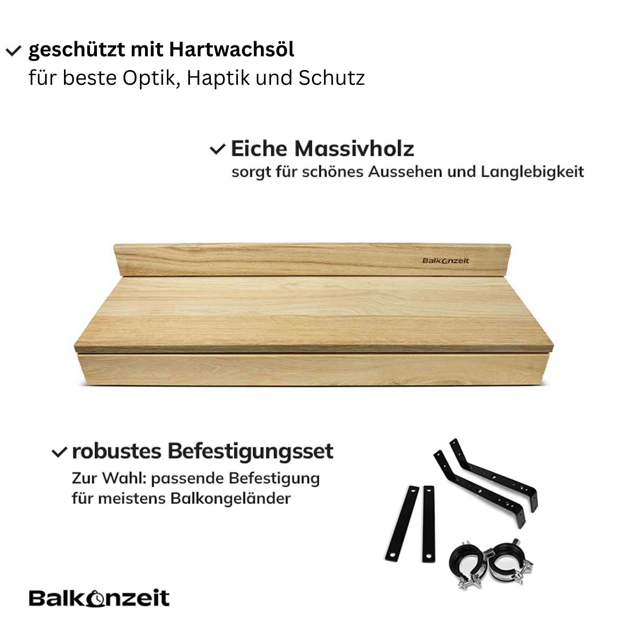 Massivholz Balkongeländer-Tisch