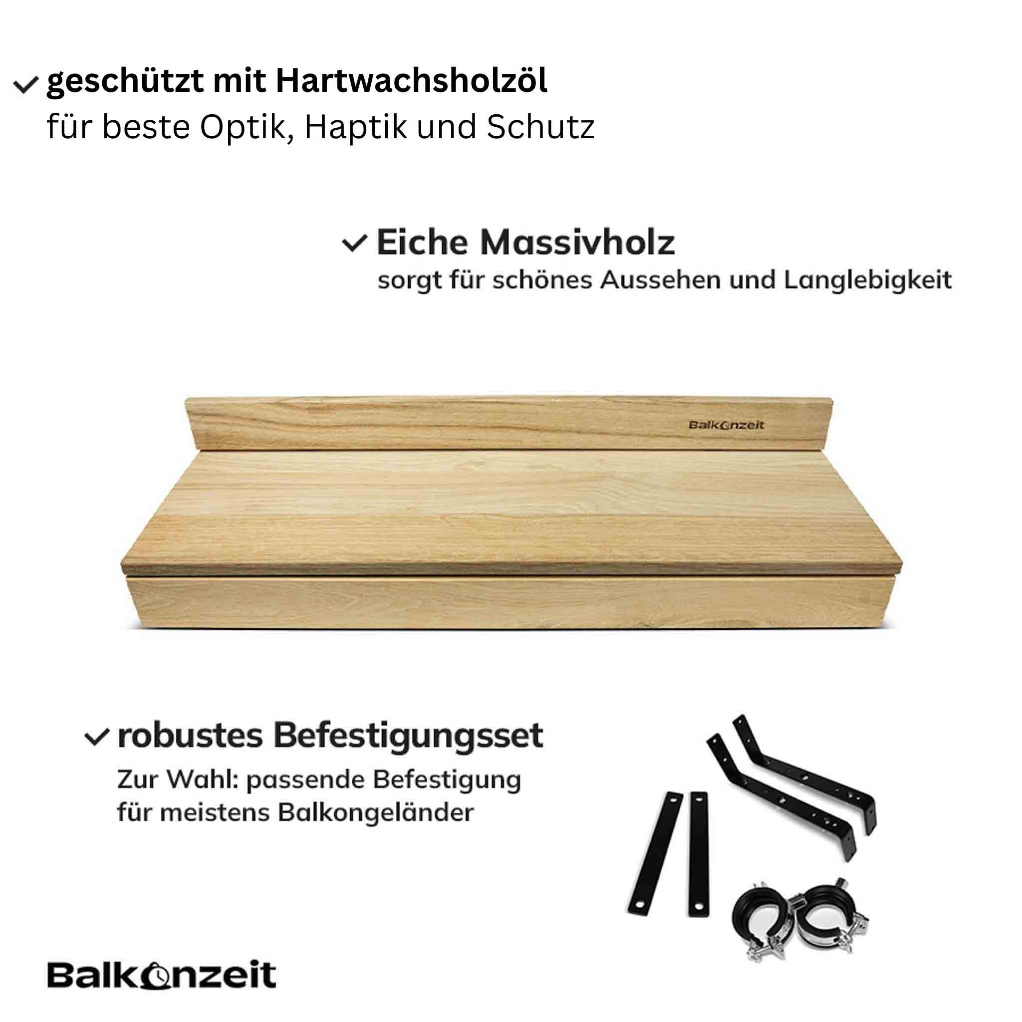 Massivholz Balkongeländer-Tisch