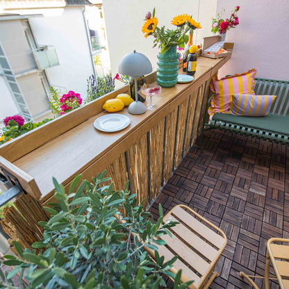 Balkonzeit Bar aus Massiveiche 3er Set (inkl. Zubehör)